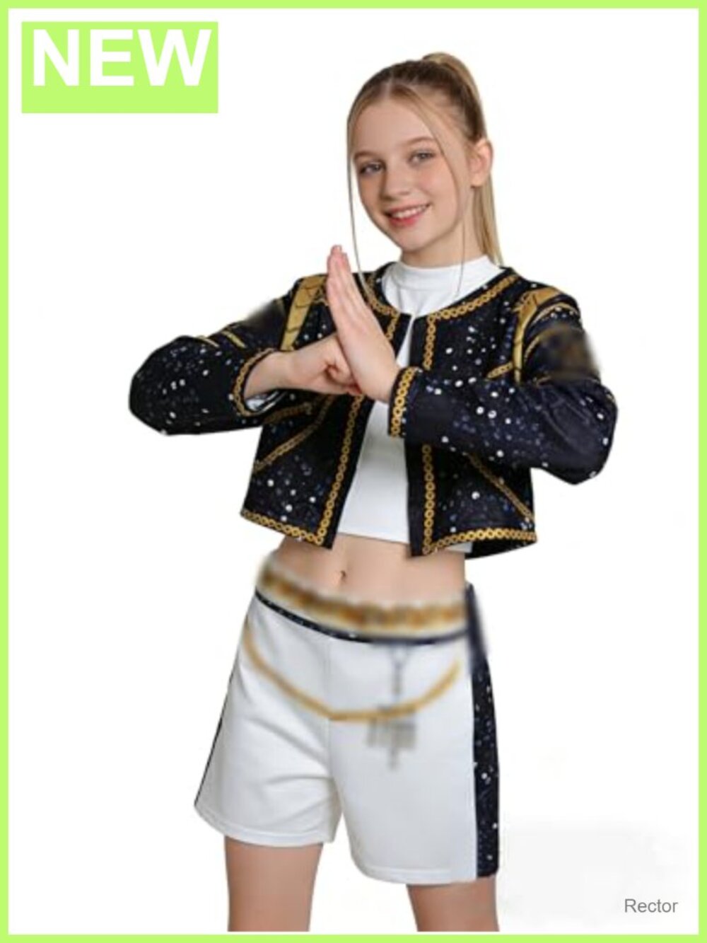 Girls 3PC Stage Costume Jacket Vest Shorts Halloween Cosplay Outfit